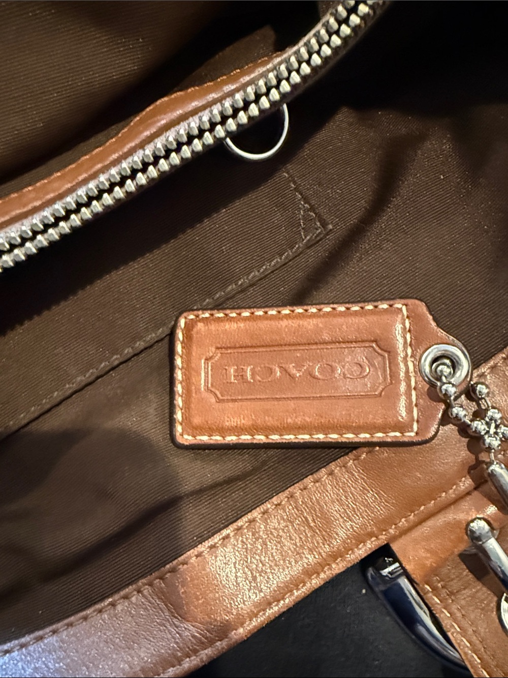 Vintage Coach Tan and Brown Signature Canvas Shoulder Tote - Picture 6 of 10
